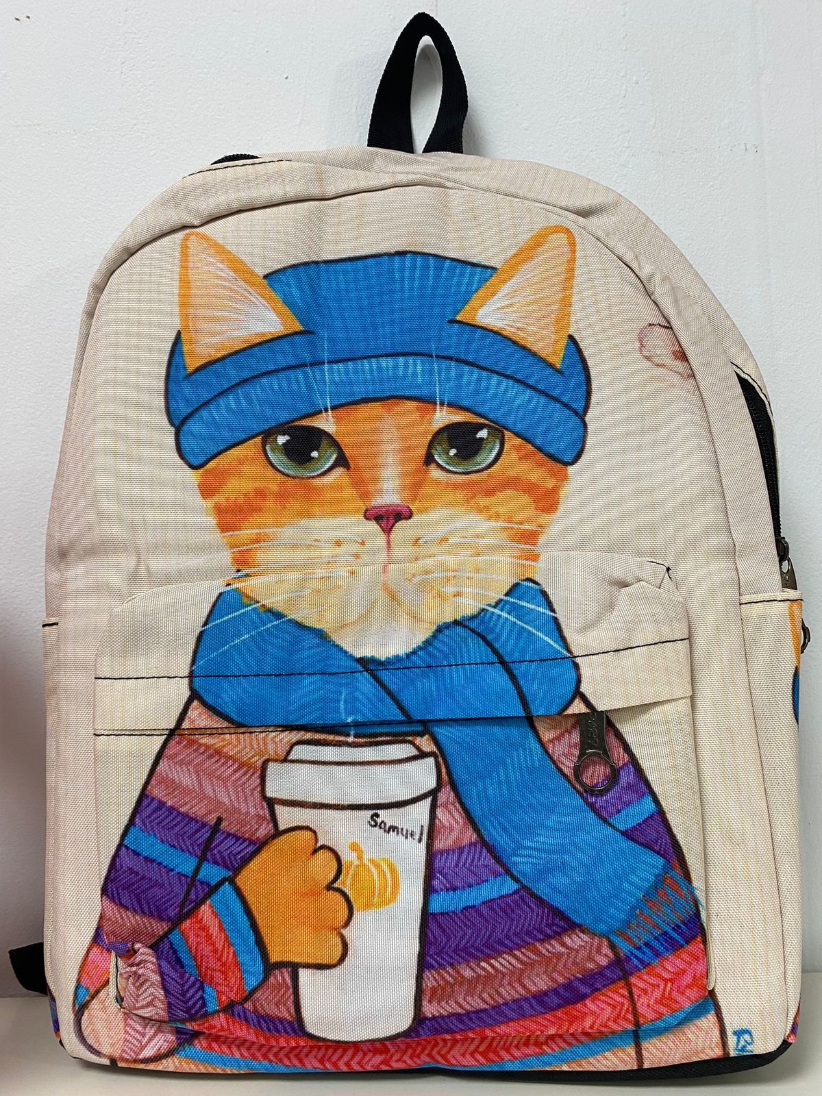 CAT SET FOR WINTERS PRINT BACKPACK